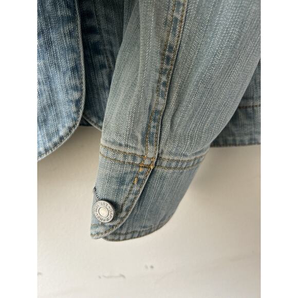 Y2K Vintage GAP Stretch Denim Blazer Jean Light Wash Jacket Medium Fall 2004 - Picture 6 of 15